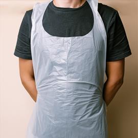 WHITE POLYTHENE APRON ON A ROLL