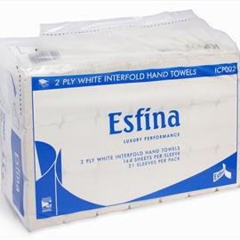 WHITE INTERFOLD 2 PLY HAND TOWELS (CARRY PACK)