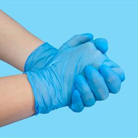 BLUE VINYL POWDER FREE GLOVES SMALL