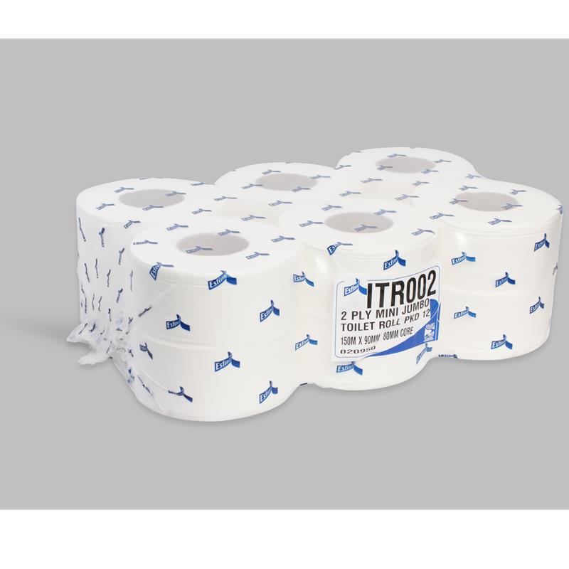 MINI JUMBO TOILET ROLLS 150MTR 76MM CORE