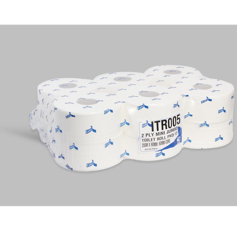 MINI JUMBO TOILET ROLLS 200MTR 60MM CORE