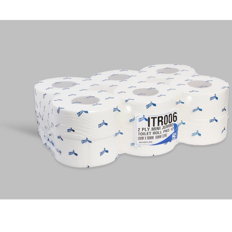 MINI JUMBO TOILET ROLLS 200MTR 80MM CORE