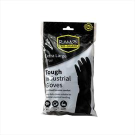 BLACK HEAVY DUTY RUBBER GLOVES - EXTRA LARGE